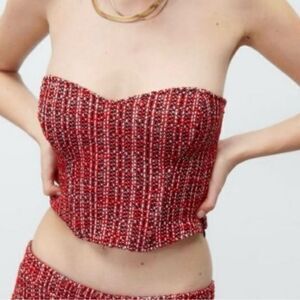 Zara NWT Red and Black Corset Top Size Medium